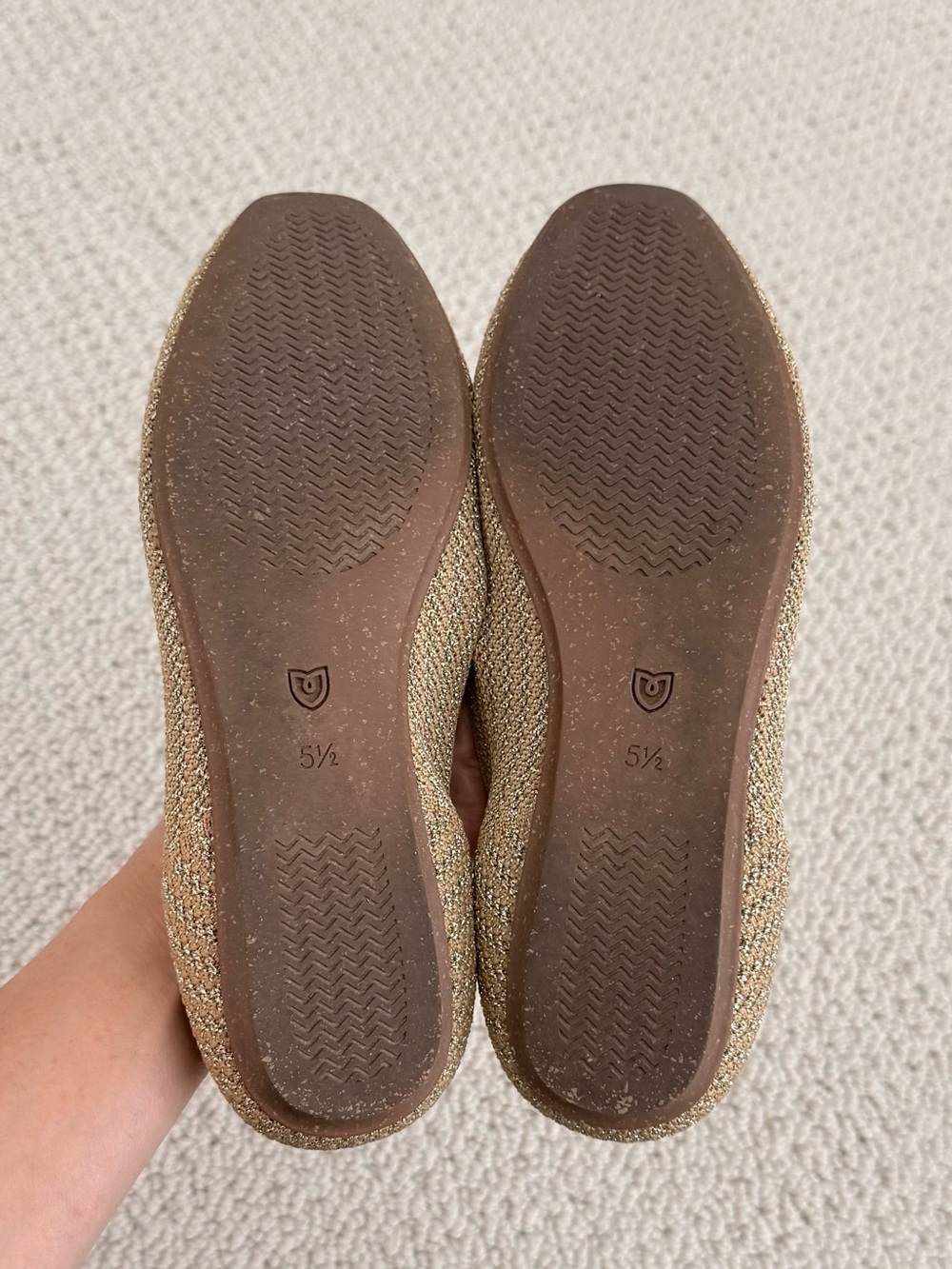 Rothy’s Tan & Metallic Gold Ballet Flats - Picture 14 of 14